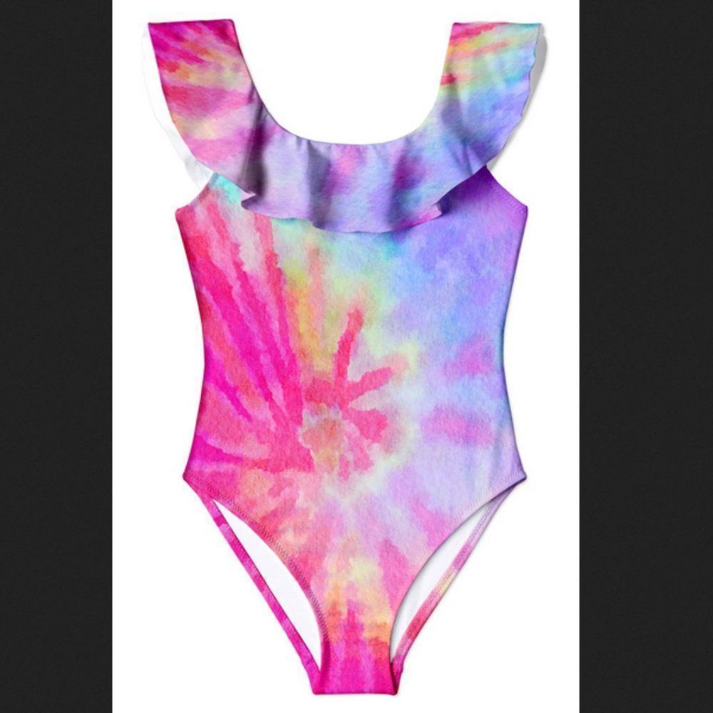 Stella Cove Kids' Pink Tie Dye One-Piece Swimsuit Size 12Y